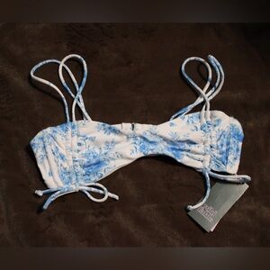 wild fable White and Blue Floral Bikini Top